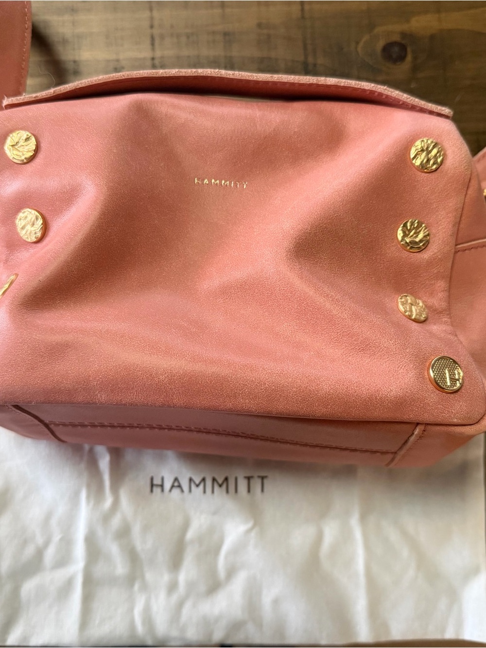 Hammitt Evan crossbody sorbet pink/ brushed gold hammered- SMALL size - Picture 6 of 11